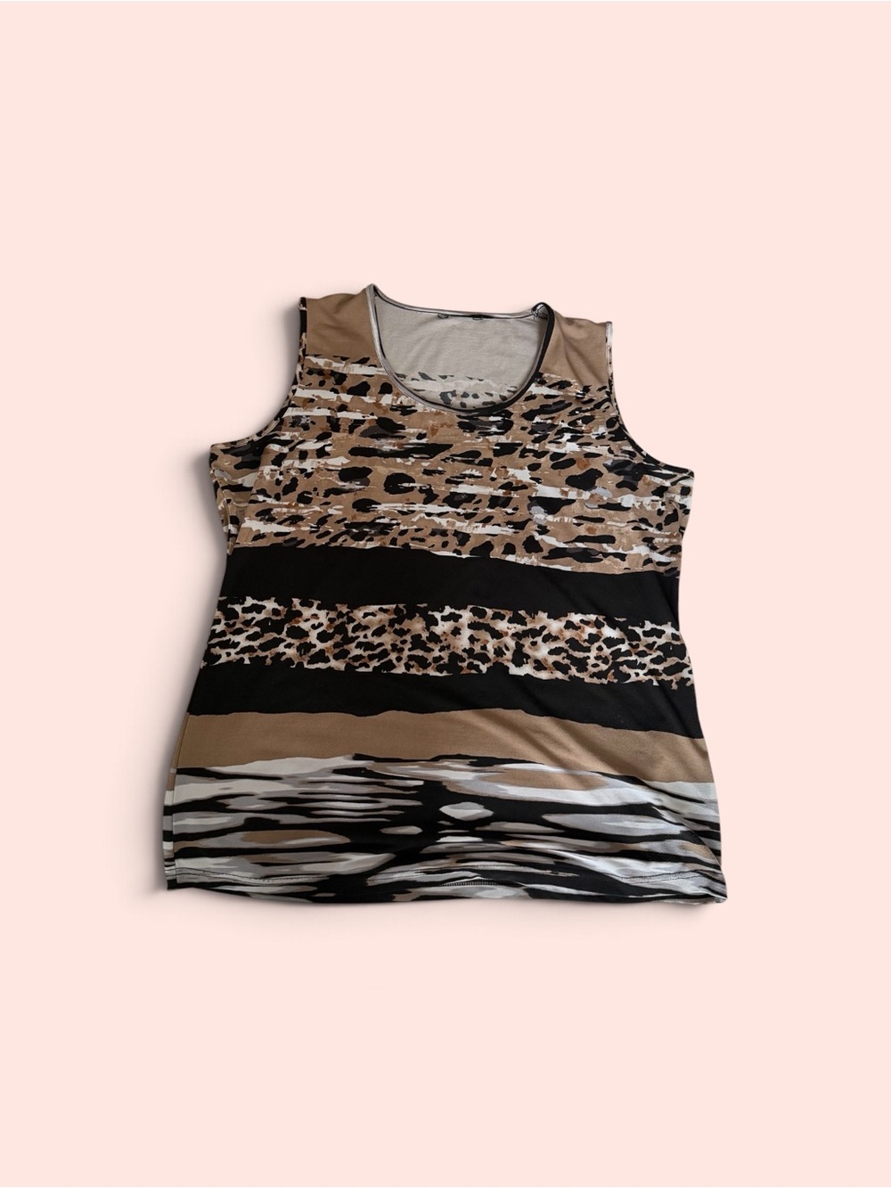 Sleeveless Animal Print Stripe Top